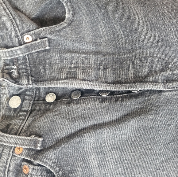 Black Levi's 501 High Rise Straight Leg Button Down Jeans - Picture 2 of 6